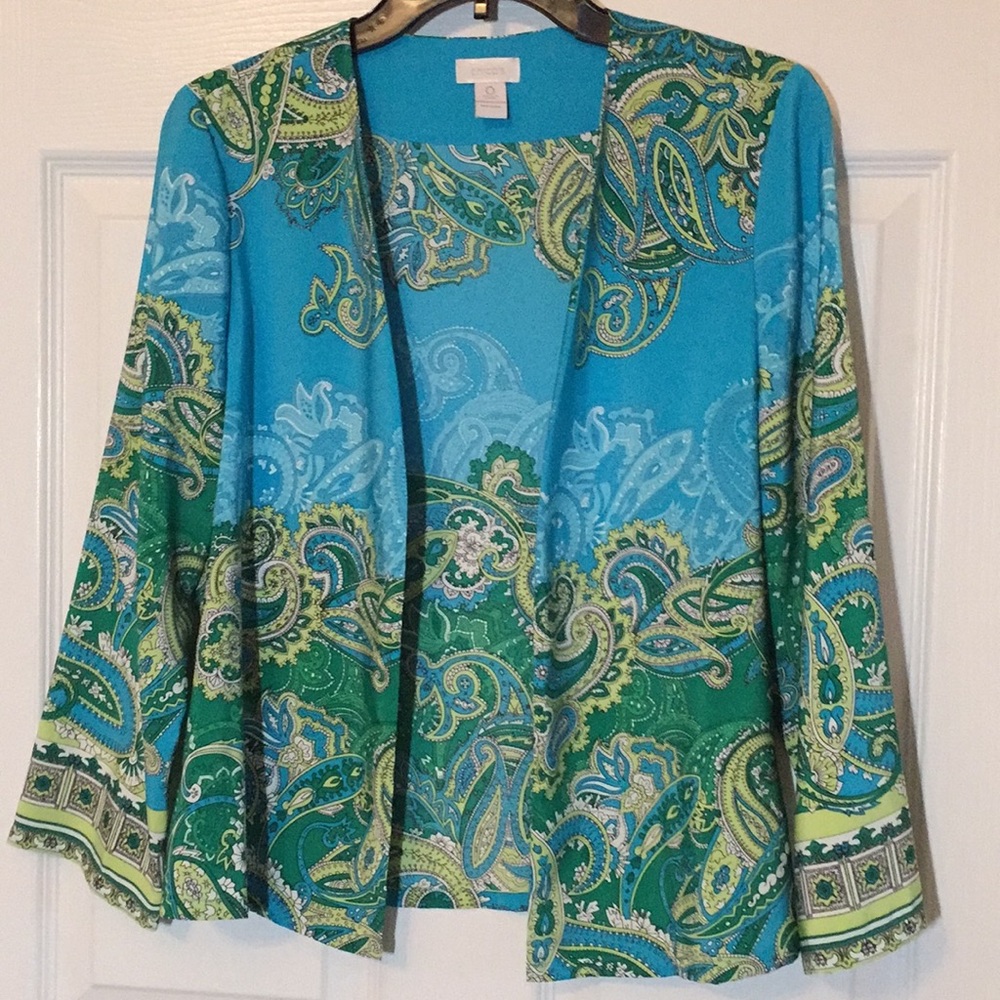 Chico’s Aqua Jacket and Tank Size M - Picture 4 of 7